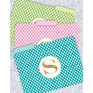 Set of 9 Monogrammed File Folders Letter S